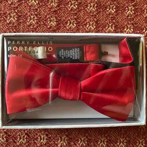 Red Satin Clip on Bowtie